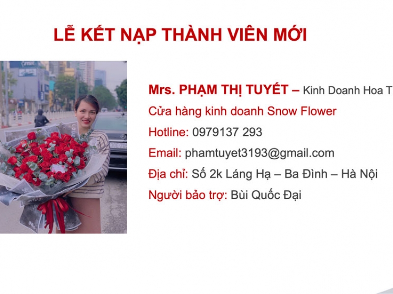 Chào đón thành viên mới Phạm Thị Tuyết - Kinh Doanh Hoa Tươi - BNI OK