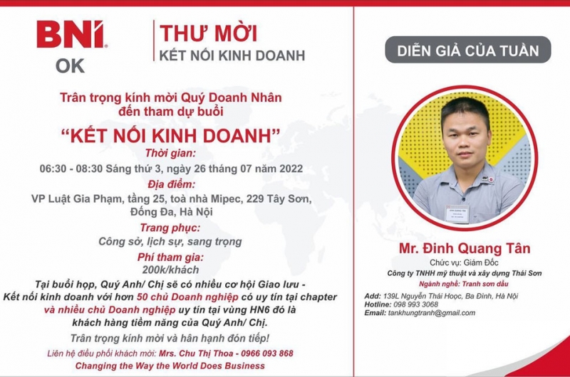 Diễn giả Đinh Quang Tân - Tranh Sơn Dầu - 26/7/2022
