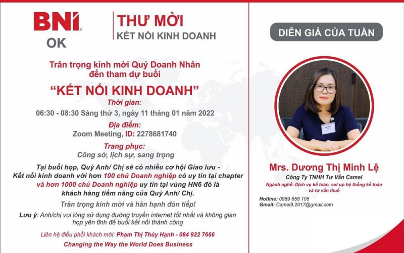 Diễn giả Dương Minh Lệ - Dịch vụ kế toán, setup hệ thống kế toán, tư vấn thuế - 11/2/2022
