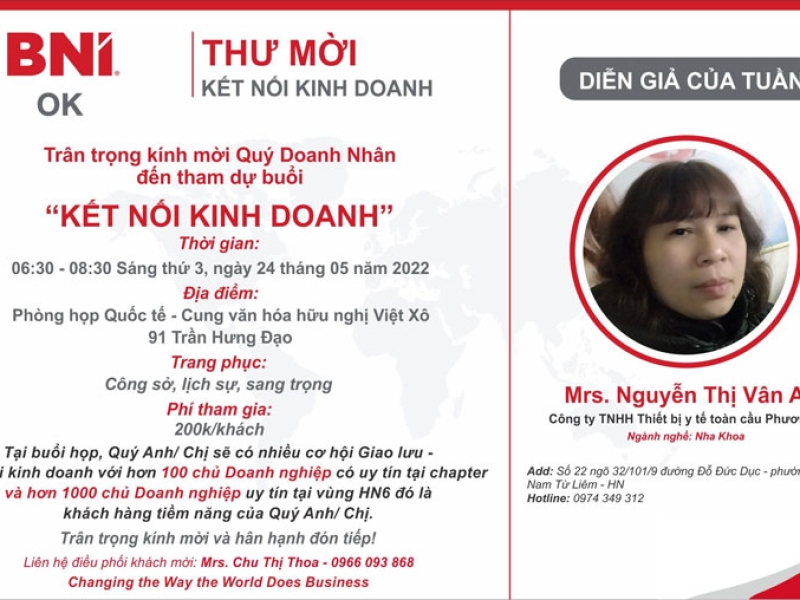 Diễn giả Nguyễn Thị Vân Anh - Nha Khoa - 24/5/2022 Diễn giả Nguyễn Thị Vân Anh - Nha Khoa - 24/5/2022