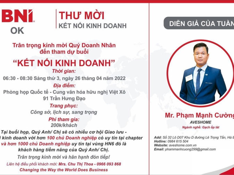 Diễn giả Phạm Mạnh Cường - Gạch Ốp Lát - 26/4/2022